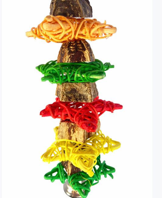 Birds LOVE Wicker Stars and Mahogany Wood Toy