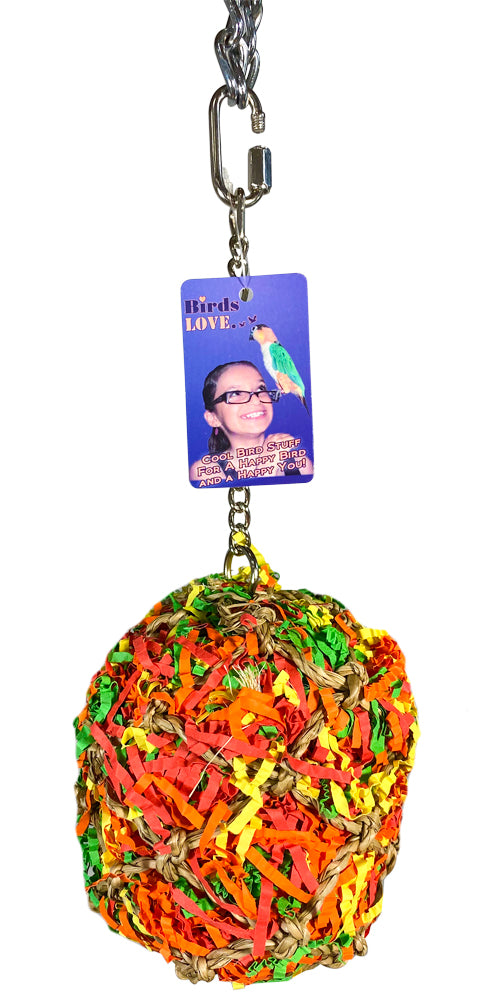 Birds love Super Shredding Large Ball Parrot Toy, Foraging Toy w Hidden Treasures