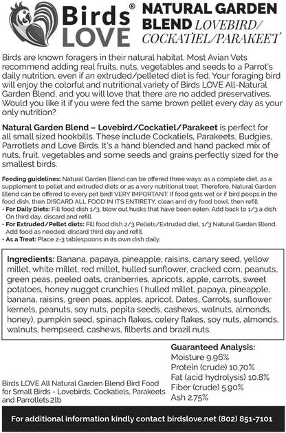 Bird's LOVE All Natural Garden Blend Small, 2 lbs