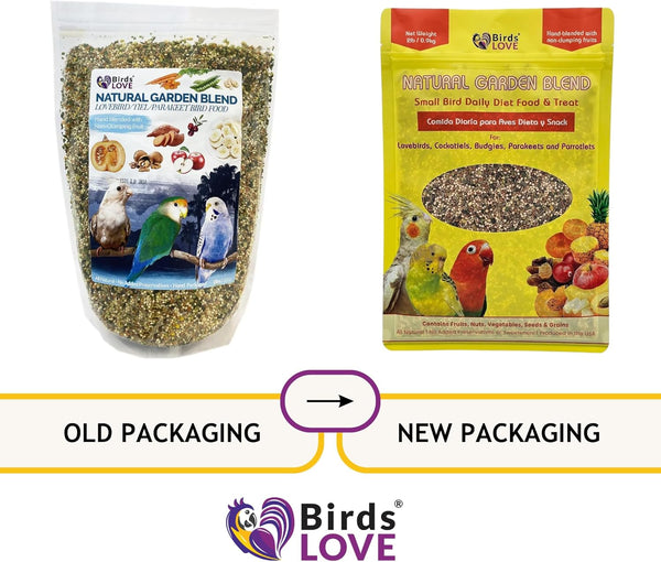 Birds LOVE All Natural Garden Blend Bird Food for Small Birds - Lovebirds, Cockatiels, Parakeets and Parrotlets 2lb