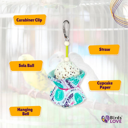 Birds LOVE Hanging Sola Balls Yum Yum with Hanging Bell (Single Sola Ball)
