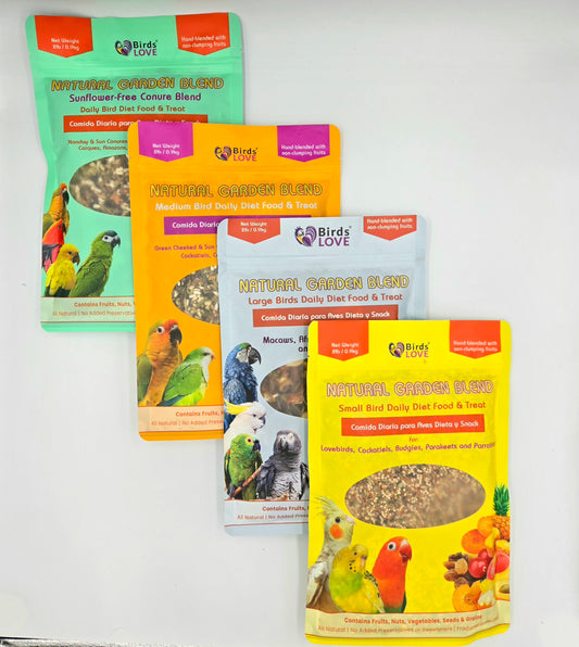 Birds LOVE All Natural Garden Blend Bird Food for Lovebirds, Parakeets, Cockatiels, Conures, Quakers, Cockatoos, Macaws and All Sized Birds