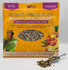 Birds LOVE All Natural Garden Blend Bird Food for Small Birds - Lovebirds, Cockatiels, Parakeets and Parrotlets 4lb