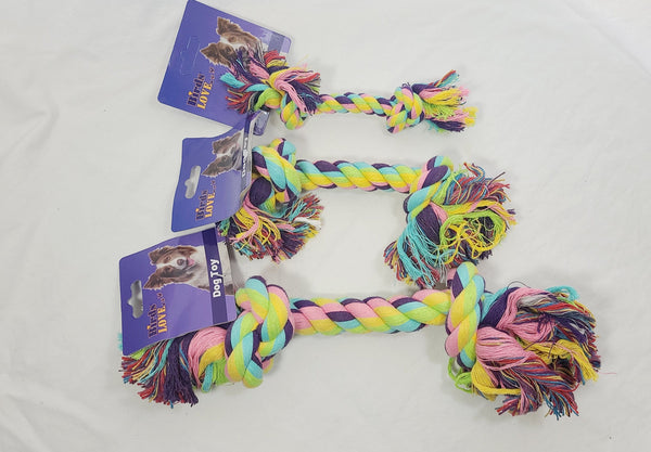 MEDIUM DOG PULL AND PLAY COTTON TOY 5/PK