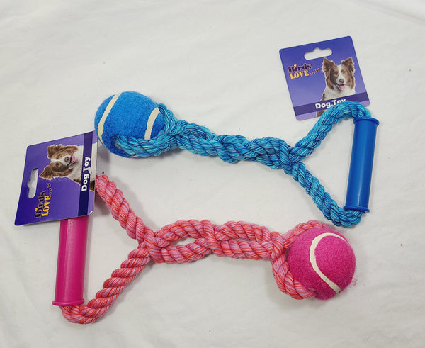 TUG AND PULL WITH TENNIS BALL DOG TOY 2/PK
