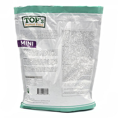 TOP's Parrot Food Mini Pellets Bird Food for Budgies, Cockatiels, Parrotlets, Lovebirds, Parakeets - Non-GMO, Peanut Soy & Corn Free, USDA Organic Certified - 4LBS