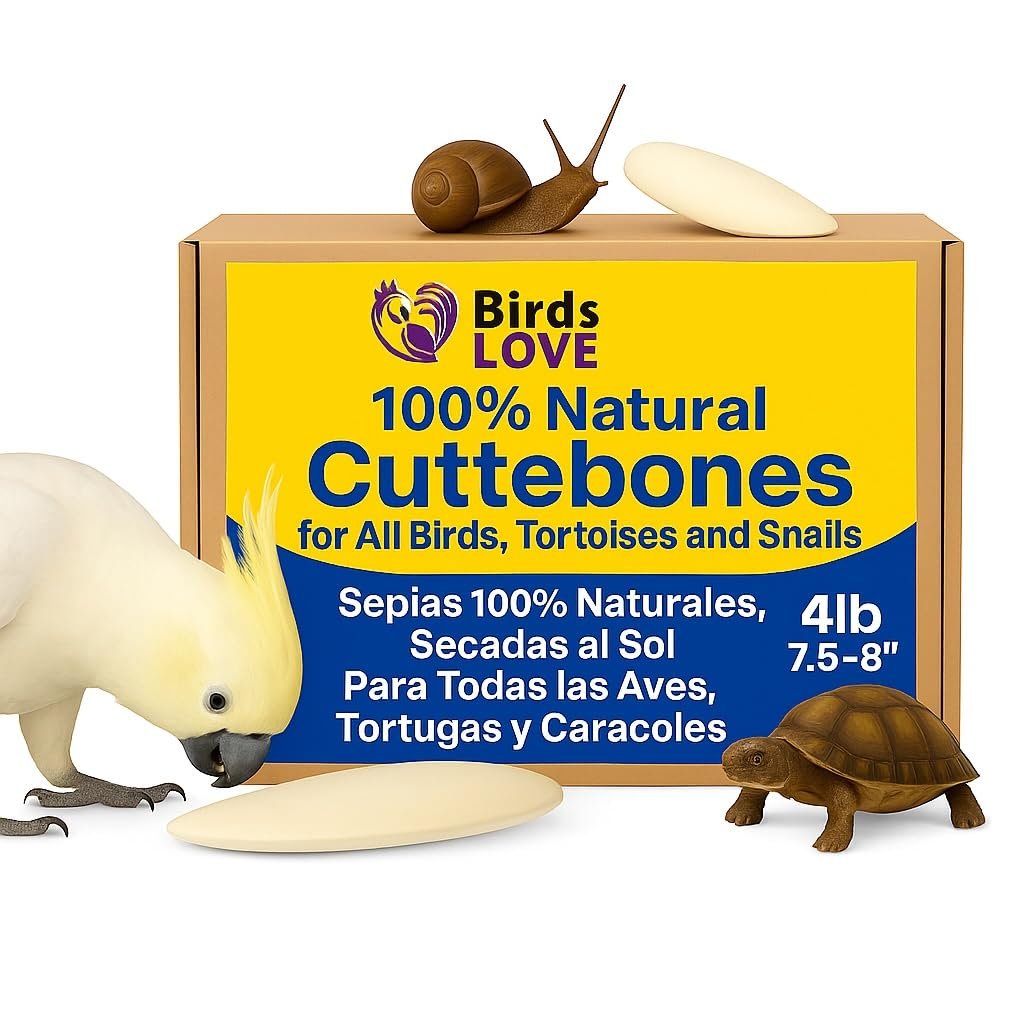 Birds LOVE Natural Cuttlebone – Premium Calcium for Cockatiel, Parrots, Tortoise, Snails, Crabs and Chinchillas - Pure Cuttlebone for Birds - Parakeet Food and Bird Treats - 4lb, Size 7.5 to 8"