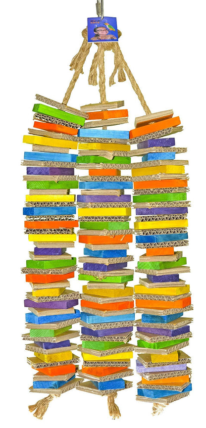Birds LOVE Chew-Tastic Triple Tower of Shredded Fun Colorful Safe Lots of Wood to Chew - Large Bird Cage Toy for African Greys, Amazons, Eclectus, Cockatoos, Macaws and Similar Sized Birds