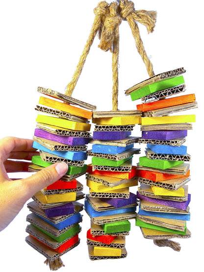 Birds LOVE Chew-Tastic Triple Tower of Shredded Fun Medium Bird Toy for African Grey Conures Sun Conures Caiques Senegals Small Cockatoos Quakers and