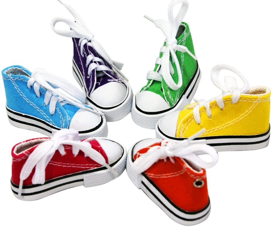 Birds LOVE 6 pk 1-Grommet only Mini Sneakers Shoes or Rubber Sandal Toys for Birds, Cats, Ferrets, Rabbits, Guinea Pigs and Small Animals