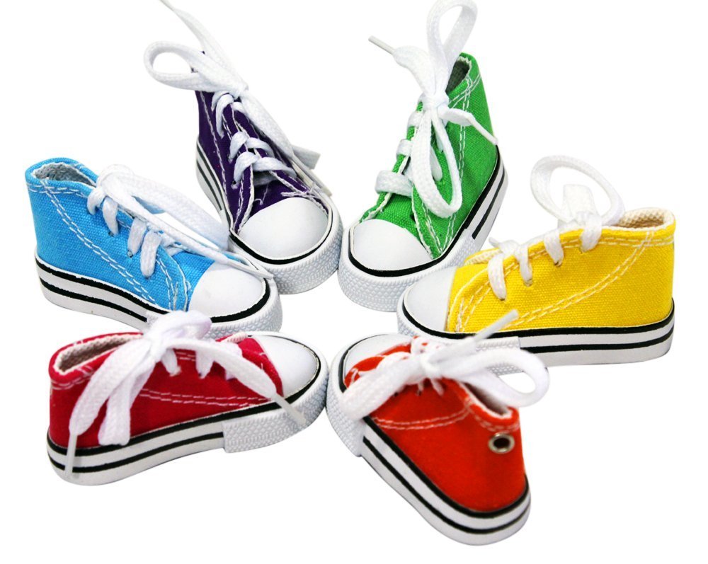 Birds LOVE 6 pk 1-Grommet only Mini Sneakers Shoes or Rubber Sandal Toys for Birds, Cats, Ferrets, Rabbits, Guinea Pigs and Small Animals