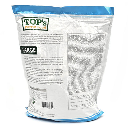 TOP's Parrot Food Pellets Hookbills, Small, Medium, Large Birds - Non-GMO, Peanut Soy & Corn Free, USDA Organic Certified - 1 lb / 453 g
