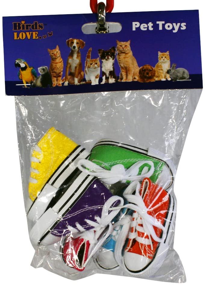 Birds LOVE 6 pk 1-Grommet only Mini Sneakers Shoes or Rubber Sandal Toys for Birds, Cats, Ferrets, Rabbits, Guinea Pigs and Small Animals