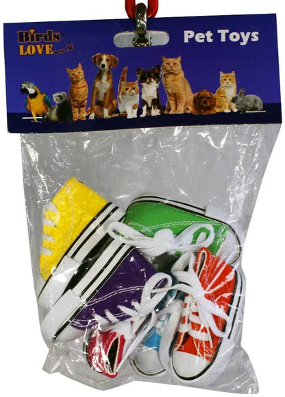 Birds LOVE 6 pk 1-Grommet only Mini Sneakers Shoes or Rubber Sandal Toys for Birds, Cats, Ferrets, Rabbits, Guinea Pigs and Small Animals