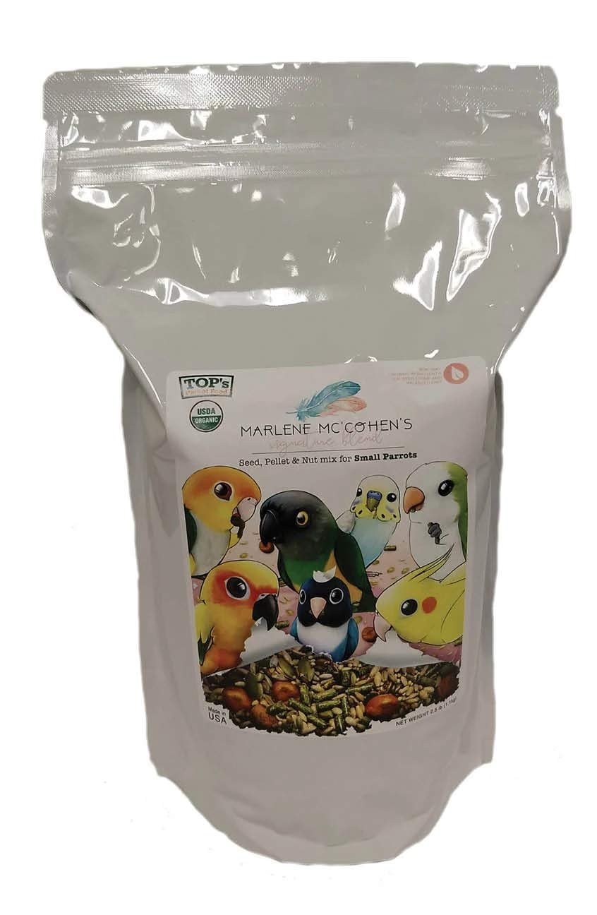 TOP's Parrot Food Marlene Mc'Cohen's USDA Certified Organic Signature Blend Bird Seed and Pellet Mix for Small Birds 2.5lbs