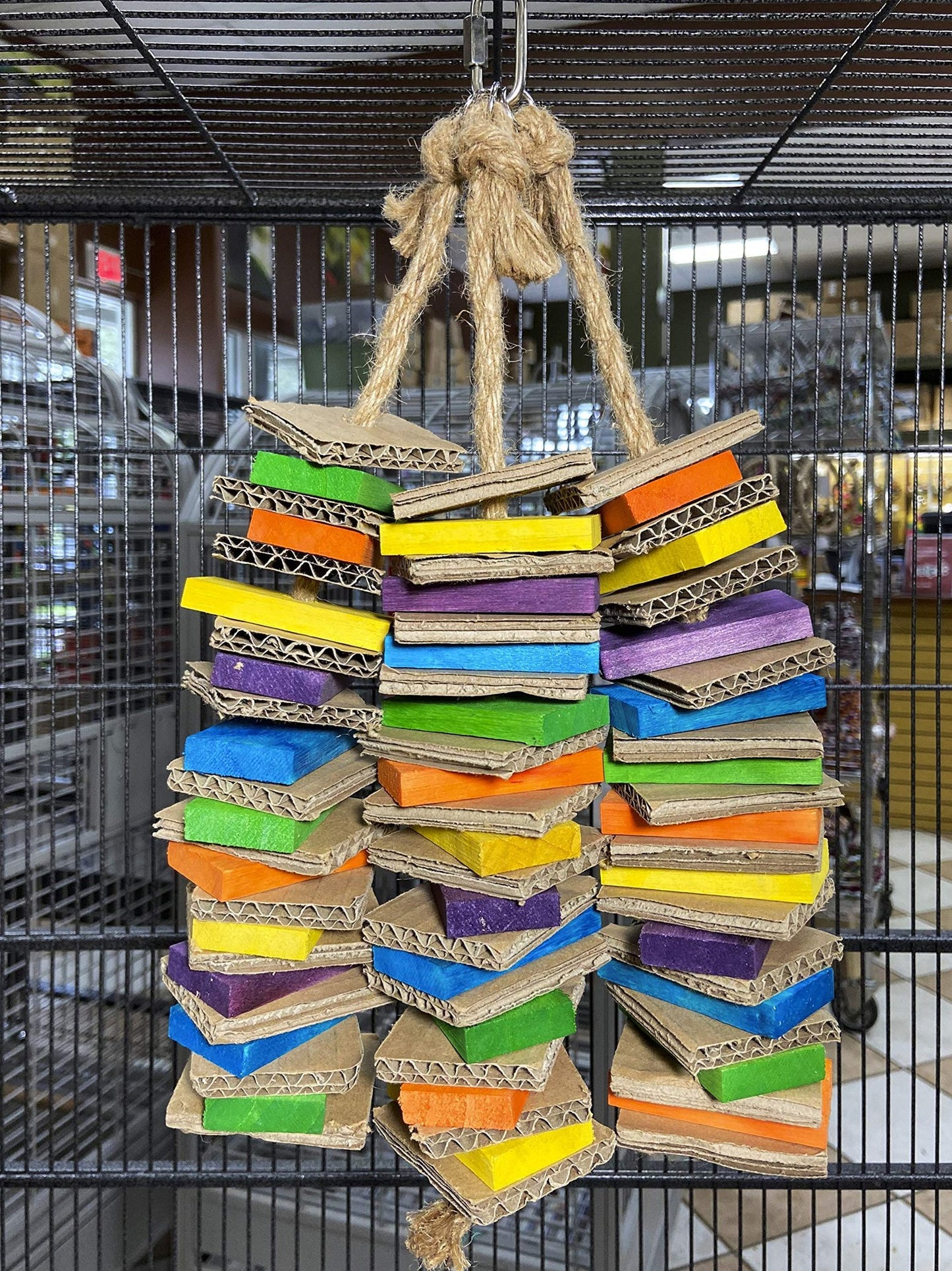 Birds LOVE Chew-Tastic Triple Tower of Shredded Fun Medium Bird Toy for African Grey Conures Sun Conures Caiques Senegals Small Cockatoos Quakers and