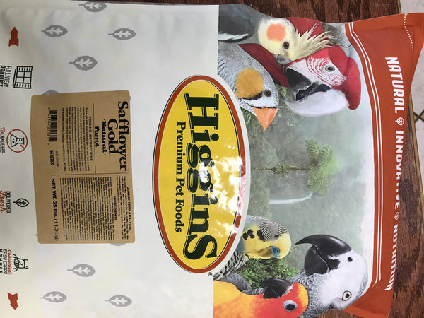Higgins Safflower Gold Parrot Hookbill Bird Food 25lb