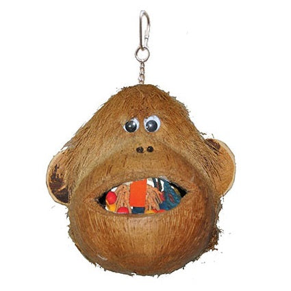 A&E CAGES | Coco Monkey Coconut Shell Bird Toy | Golden Cockatoo