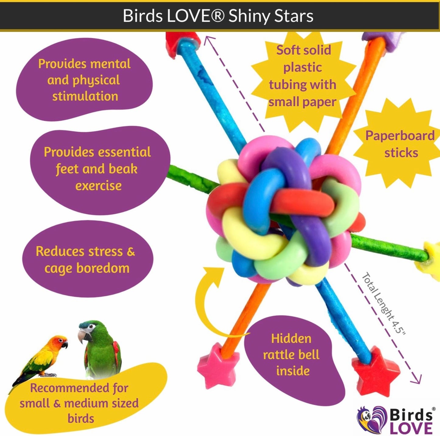 Birds LOVE Shiny Stars Foot Parrot Toy