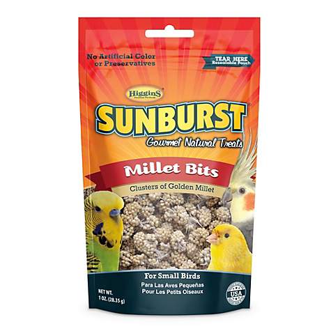 Higgins Sunburst Millet Bits Gourmet Treats for Small Birds, 1 oz