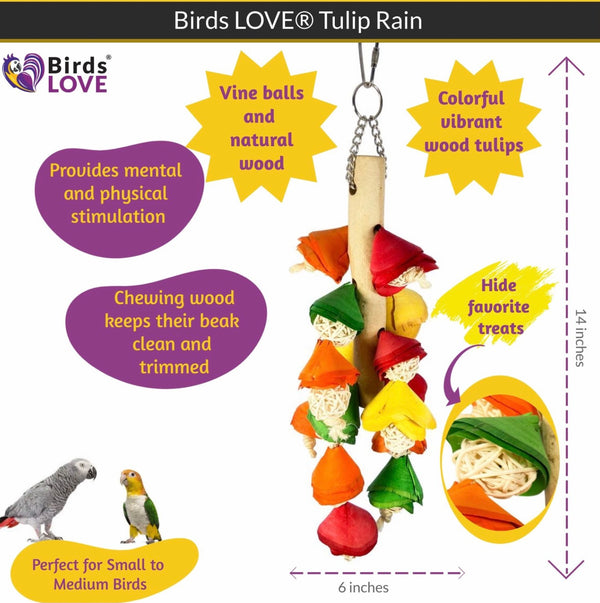 Birds LOVE Tulip Rain Parrot Toy