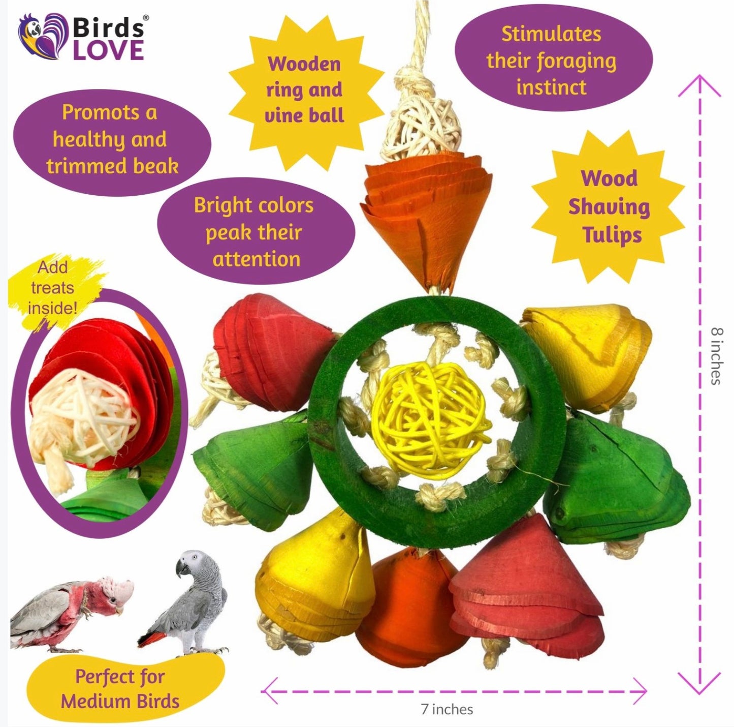 Birds LOVE Flower Crown Parrot Toy