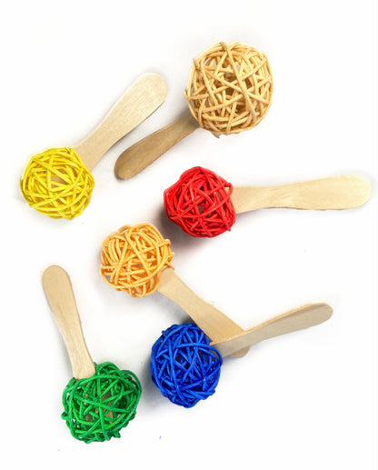 Birds LOVE 6-Pack Colorful Popsicles w Vine Ball Foot Parrot Toy