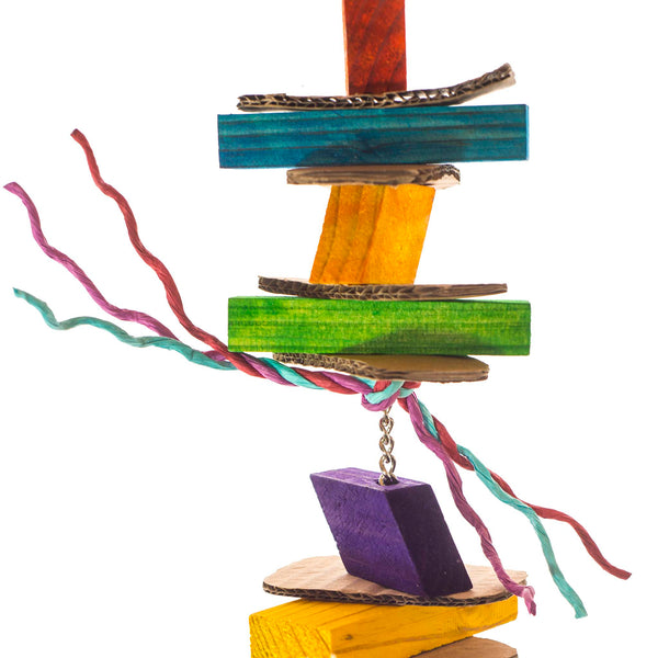 DIAGONAL COLORED BLOCKS AND CHAIN WITH CARDBOARD