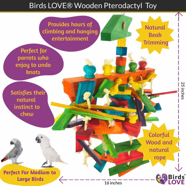 Birds LOVE Wooden Pterodactyl Parrot Toy