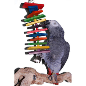 Colored Slats Bell Bird Toy