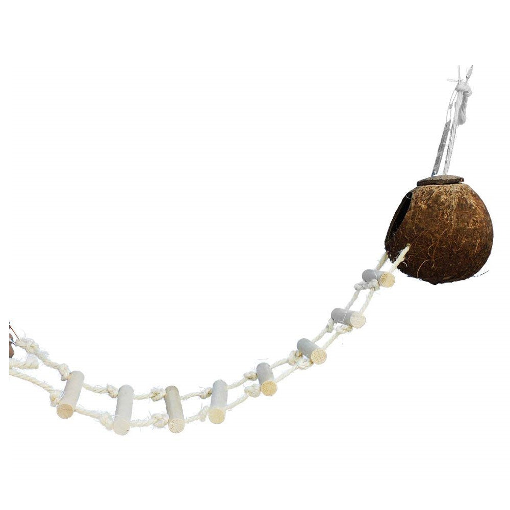 Birds Love Coconut Shell Hut Home with Rope Ladder