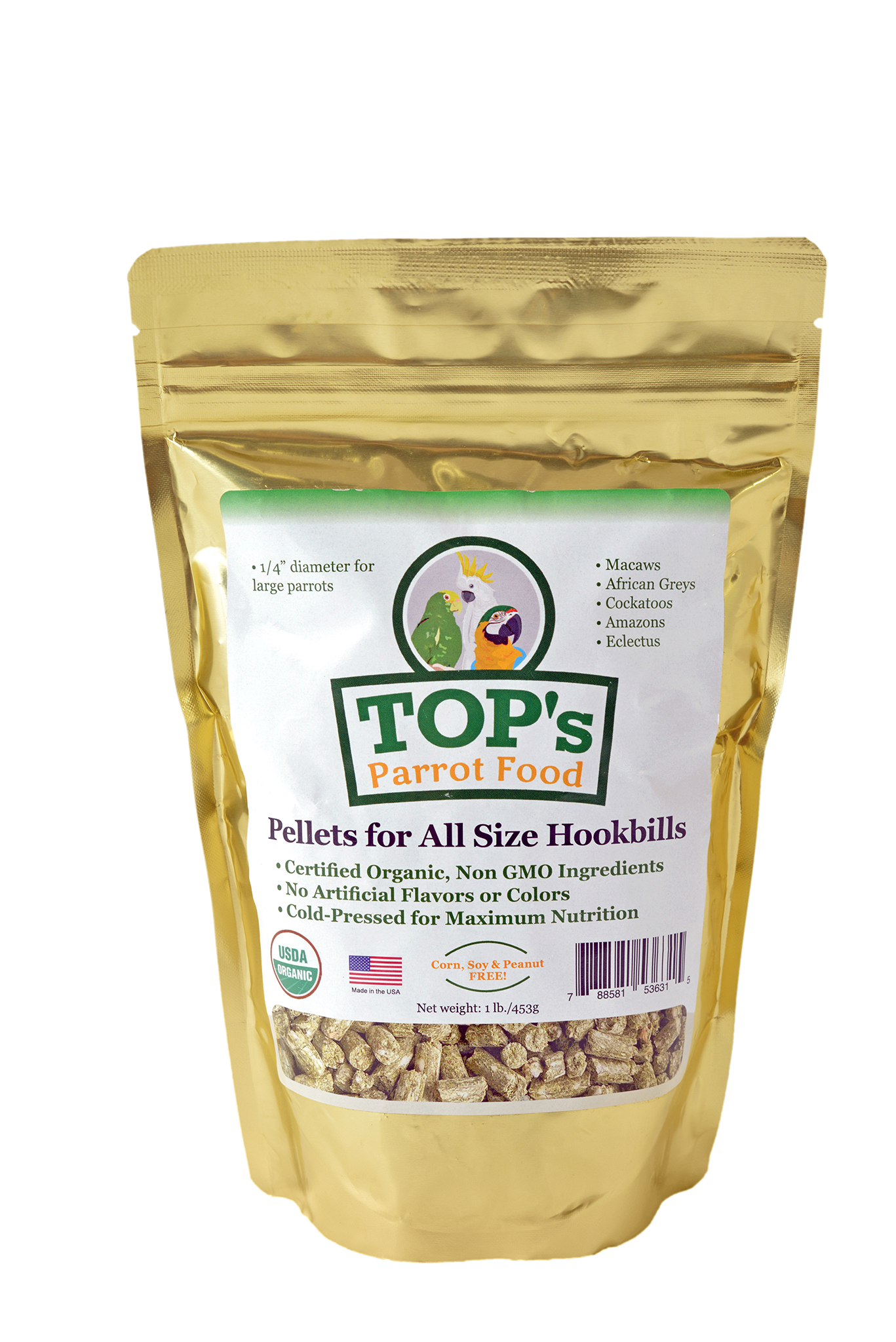 TOP's Parrot Pellets for All Size Hookbills, 1 lb