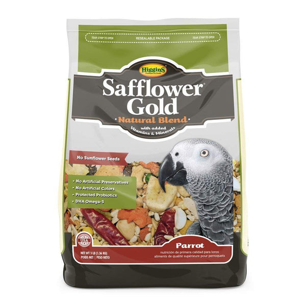 Higgins Safflower Gold Natural Food Mix for Parrots, 3 lbs