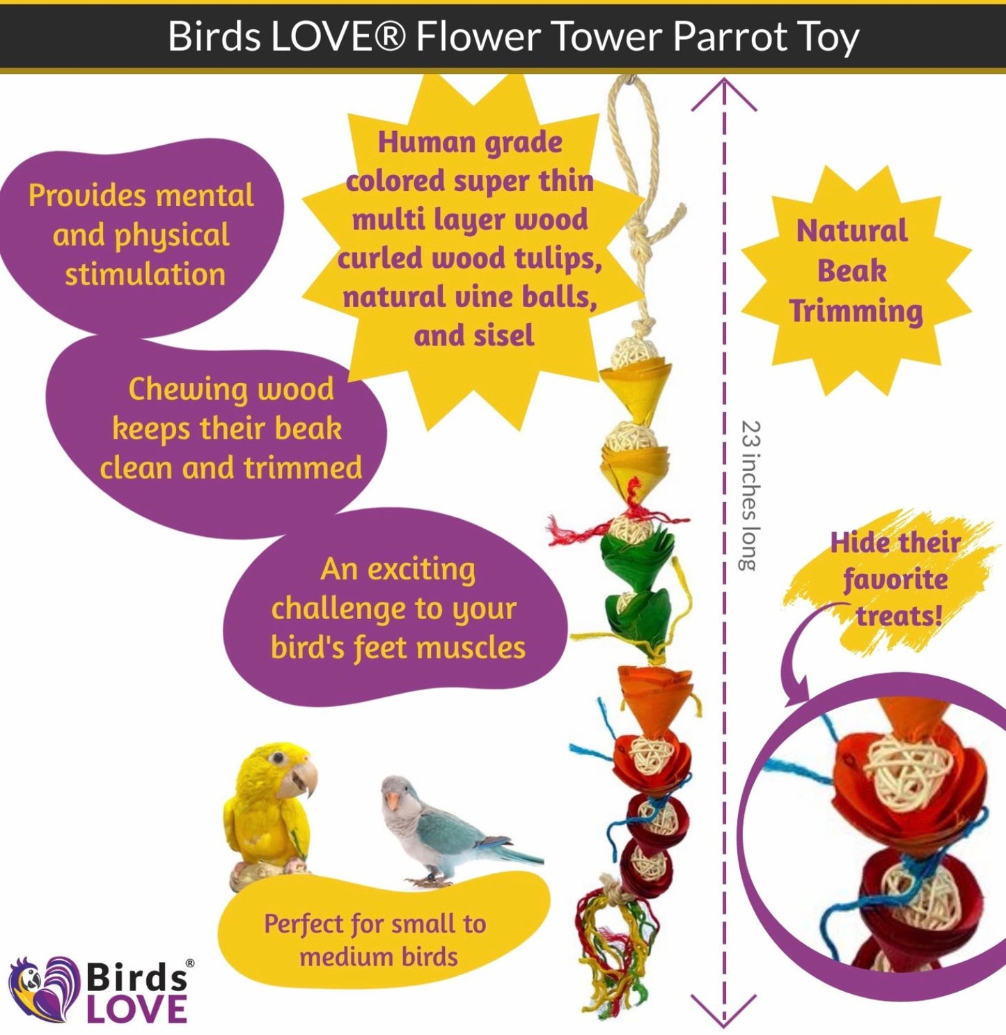 Birds LOVE Flower Tower Parrot Toy