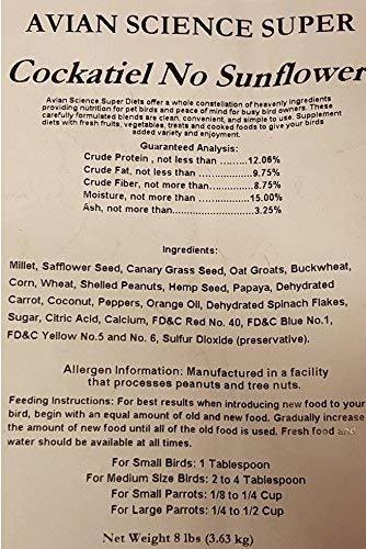 Volkman Avian Science Super Cockatiel No Sunflower Bird Food