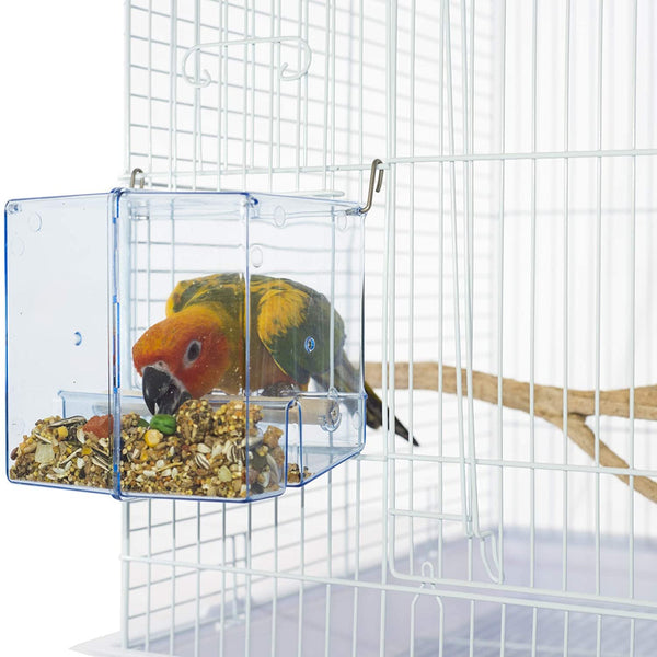 Birds LOVE Bird Feeder Seed Catcher Tray Hanging Cup Food Dish for Cage for Small Birds Lovebirds Cockatiels Canaries Sun Conures (Blue)