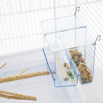 Birds LOVE Bird Feeder Seed Catcher Tray Hanging Cup Food Dish for Cage for Small Birds Lovebirds Cockatiels Canaries Sun Conures (Blue)