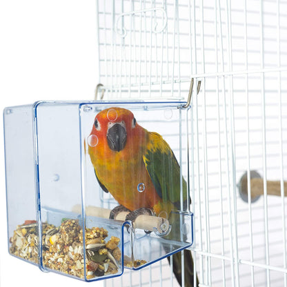 Birds LOVE Bird Feeder Seed Catcher Tray Hanging Cup Food Dish for Cage for Small Birds Lovebirds Cockatiels Canaries Sun Conures (Blue)