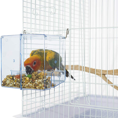 Birds LOVE Bird Feeder Seed Catcher Tray Hanging Cup Food Dish for Cage for Small Birds Lovebirds Cockatiels Canaries Sun Conures (Blue)