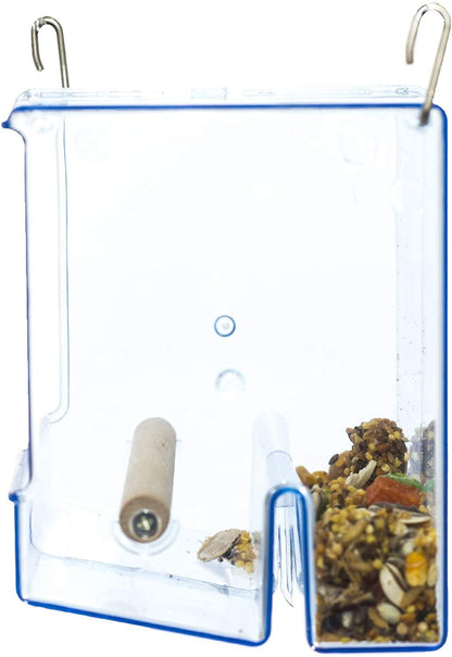 Birds LOVE Bird Feeder Seed Catcher Tray Hanging Cup Food Dish for Cage for Small Birds Lovebirds Cockatiels Canaries Sun Conures (Blue)