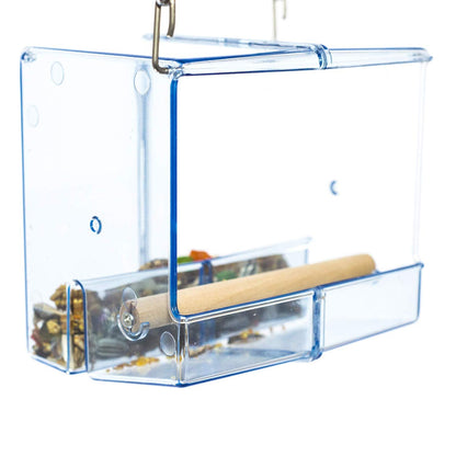 Birds LOVE Bird Feeder Seed Catcher Tray Hanging Cup Food Dish for Cage for Small Birds Lovebirds Cockatiels Canaries Sun Conures (Blue)