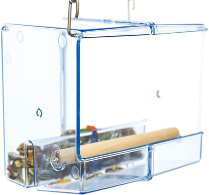 Birds LOVE Bird Feeder Seed Catcher Tray Hanging Cup Food Dish for Cage for Small Birds Lovebirds Cockatiels Canaries Sun Conures (Blue)