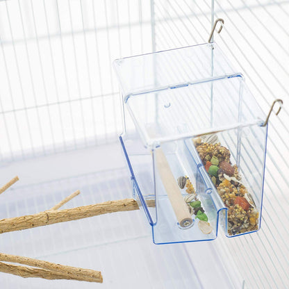 Birds LOVE Bird Feeder Seed Catcher Tray Hanging Cup Food Dish for Cage for Small Birds Lovebirds Cockatiels Canaries Sun Conures (Blue)