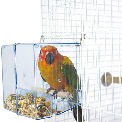 Birds LOVE Bird Feeder Seed Catcher Tray Hanging Cup Food Dish for Cage for Small Birds Lovebirds Cockatiels Canaries Sun Conures (Blue)